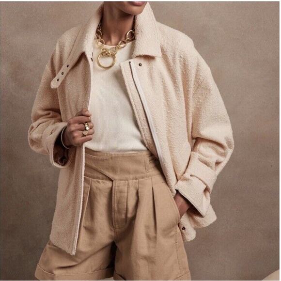 Banana Republic Womens Boucle Tweed Moto Jacket Balmacaan NWT Cream Ivory XS - Picture 14 of 14